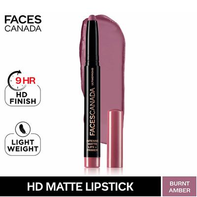 Faces Canada Ultime Pro Hd Intense Matte Lips + Primer - Burnt Amber 25, 9Hr Long Stay 1.4 gm - Lipstick Primers & Plumpers