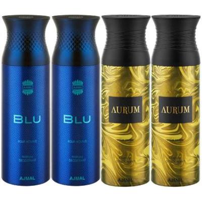 Ajmal Blu & Aurum Deodorant Spray- For Men & Women (Pack Of 4) 200 ml - Perfumes (Edt/Edp)
