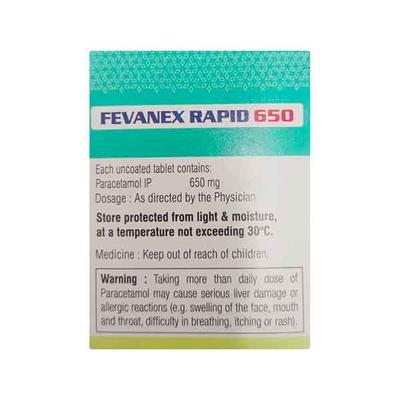 FEVANEX RAPID 650 Tablet 10's - Fever-Ana