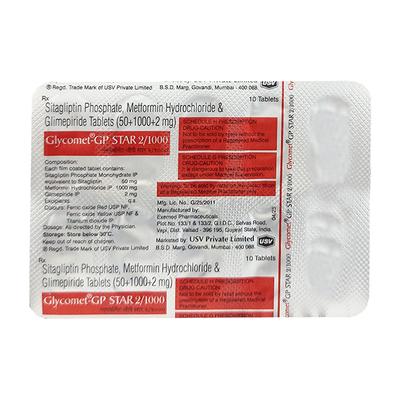 GLYCOMET GP STAR 2/1000 Tablet 10's - Diabetes-Ant