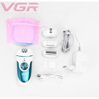 VGR 4in1 Epilator and Shaver for Face Legs Underarms Bikini with Callus Remover for Wet and Dry use 1s 1's - Hair Removal Accessories