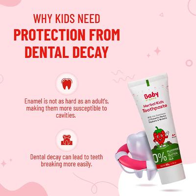 Baby Organo Ayurvedic Herbal Kids Toothpaste - Strawberry 50 gm - Baby Oral Care
