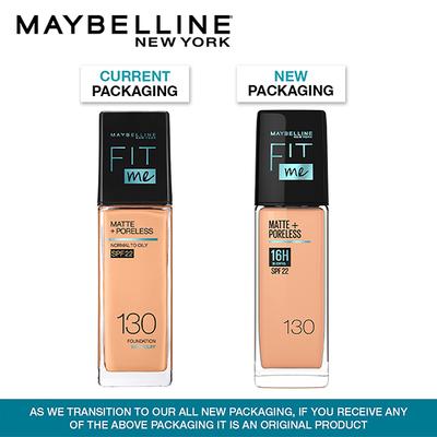 Maybelline New York Fit Me Matte + Poreless 16H Oil Control SPF 22 Foundation, 130 30ml - Foundation
