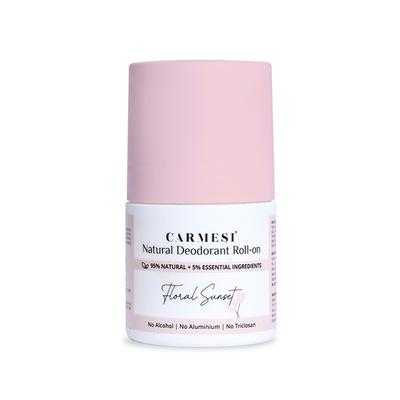 Carmesi Natural Deodorant Roll-On for Women, Controls Sweat & Odour All Day, Floral Sunset 50 ml - Women Deodorants/Roll-Ons