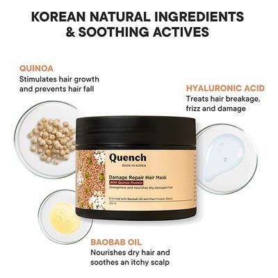 Quench Damage Repair Hair Mask (with Quinoa Protein) 200 ml - Hair Masks & Packs