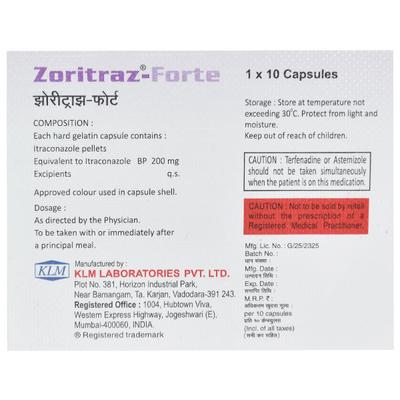 ZORITRAZ FORTE 200mg Capsule 10's - Fungal Infections-Anf