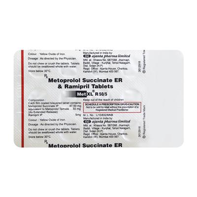 MET XL R 50/5mg Tablet 15'S - Hypertension-Bet