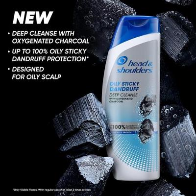 Head & Shoulders Oily Sticky Dandruff Deep Cleanse With Oxygenated Charcoal Shampoo 180 ml - Shampoos