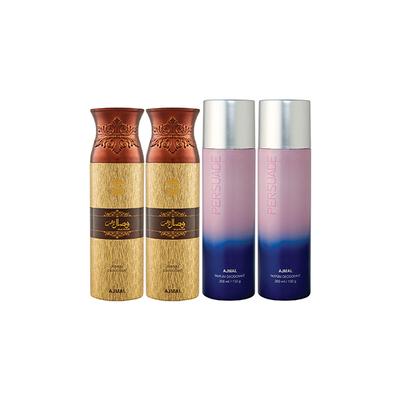 Ajmal 2 Wisal Dhahab And 2 Persuade Deodorants Pack of 4 200 ml - Deodorants/Roll-Ons