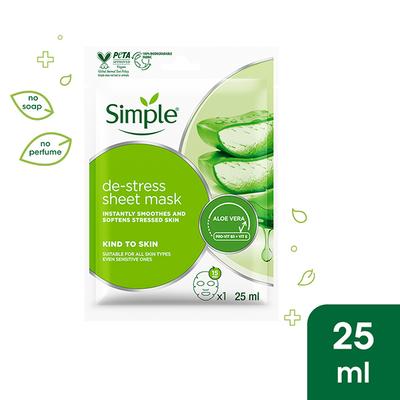 Simple Kind to Skin De-stress Sheet Mask 25 ml - Sheet Masks