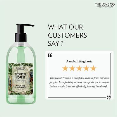 The Love Co. Tropical Forest Hand Wash For Moisturized Hand - Gentle Cleanser for Soft Hands - Liquid Hand Soap Suitable for Sensitive Skin 300 ml - Hand Wash & Soaps