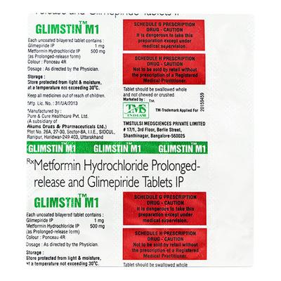 GLIMSTIN M 1mg Tablet 15's - Diabetes-Ant