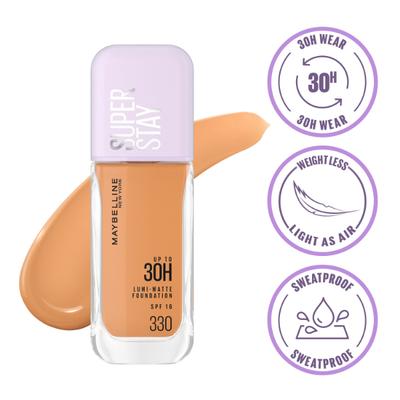 Maybelline New York Super Stay Lumi-Matte Liquid Foundation 30H Longwear Yet Light-As-Air, 330 35 ml - Foundation