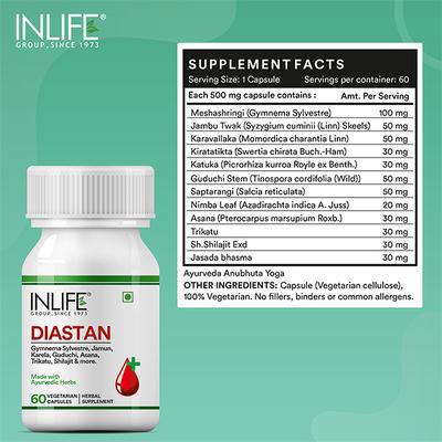 INLIFE Diastan Vegetarian Capsule 60's - Diabetes (Fitness)