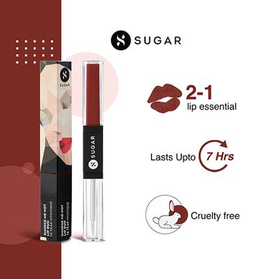 SUGAR Cosmetics Smudge Me Not Lip Duo - 14 Teak Mystique (Warm Brown) 3.5 ml - Lipsticks