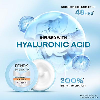 Pond's Hydra Miracle Super Light Gel with Hyaluronic Acid & Vitamin C 200 ml - Face Moisturizers