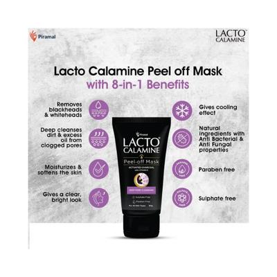 Lacto Calamine Peel Off Mask with Activated Charcoal and Vitamin E deep pore cleansing - No Parabens No Sulphates 60gm 1's - Masks & Peels