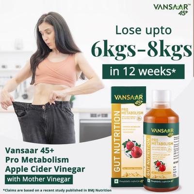 Vansaar 45+ Pro Metabolism Booster Apple Cider Vinegar with Natural Pectin Juice 500 ml - Ayurvedic Juices