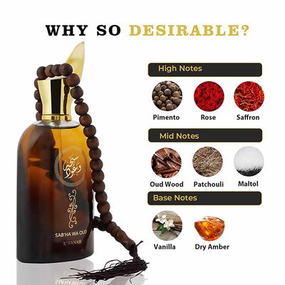 RIHANAH Sab'ha Wa Oud Eau De Parfum for Men 100 ml - Men Perfumes (Edt/Edp)