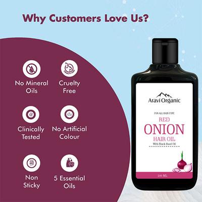Aravi Organic Hair Growth Hair Oil with Onion Oil 200 ml - Hair Oils