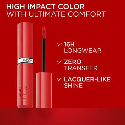 Loreal Paris Infallible Laque Resistance Lacquer-Like Shine, 16H Longwear, 420 Le Rouge Paris 4 ml - Liquid Lipsticks