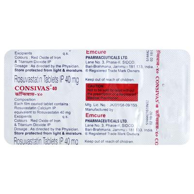 Consivas 40mg Tablet 10'S - High Cholesterol-Dys