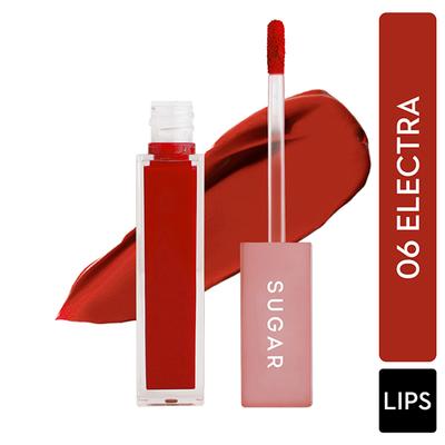 SUGAR Cosmetics Mettle Liquid Lipstick - 06 Electra (Orange with hints of red) 7 gm - Liquid Lipsticks