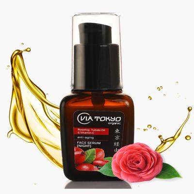 VIA TOKYO ORGANIC Rosehip & Tubaki Oil Vit C Face Serum, Anti - Aging Night Serum, No Sulphates, No Paraben 30 ml - Face Serum