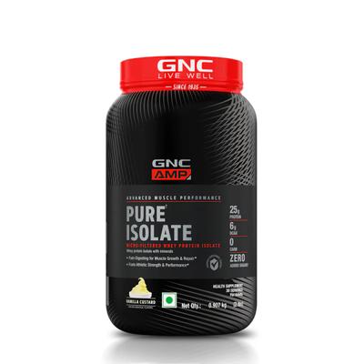 GNC AMP Pure Isolate Whey Protein Powder - Vanilla Custard 0.907 kg - Whey Proteins