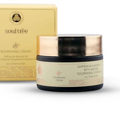 SoulTree Nourishing Cream - Saffron & Almond Oil with Natural Tocopherol Vitamin E 50gm - Day Cream