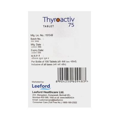 THYROACTIV 75mg Tablet 100's - Hypothyroidism