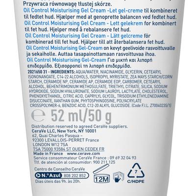 CeraVe Oil Control Gel-Cream Lightweight Moisturizer for Oily & Combination Skin with Shine Control 52 ml - Face Oils
