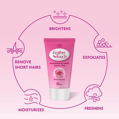 VI-John Feather Touch Hair Removal Cream Rose & Aloe Vera Tube for Normal Skin 40 gm - Shaving Creams
