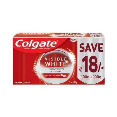 Colgate-Palmolive, Colgate Visible White Teeth Whitening Toothpaste, Protects Enamel, Removes Stains, With Whitening Accelerators (Saver pack of 20 1's - Toothpaste