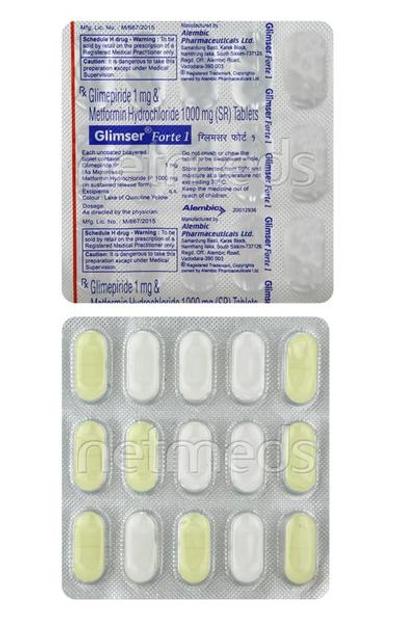 Glimser Forte 1mg Tablet 15'S - Diabetes-Ant