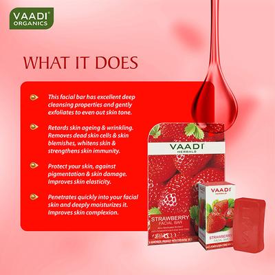 Vaadi Herbals Strawberry Facial Bar with Grapeseed Extract 25 gm - Soaps