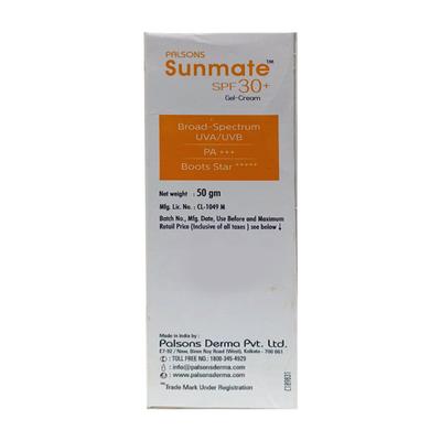 Sunmate SPF 30+ Gel Cream 50gm - Sunscreen Preparations-Emo