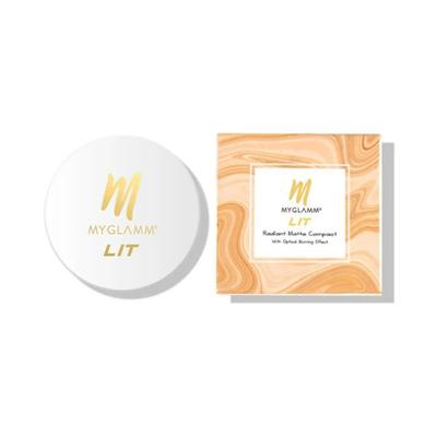 Myglamm LIT Radiant Matte Compact with Optical Blurring Effect-RM 03 Snatched 9gm - Compact Powder
