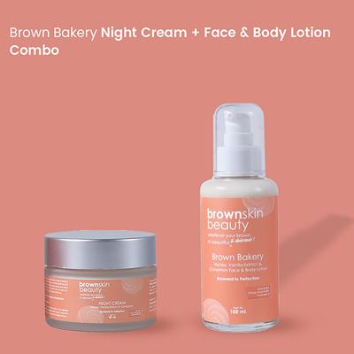 BrownSkin Beauty Brown Bakery Night cream and Face Body Lotion Combo 2's - Facial Kits