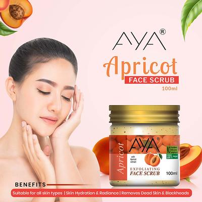 Aya Apricot Exfoliating Face Scrub, No Paraben, No Silicone, No Sulphate 100 ml - Scrubs & Exfoliants