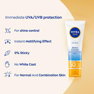 Nivea Sun Face Cream Shine Control Spf50 50 ml - Body Sunscreen