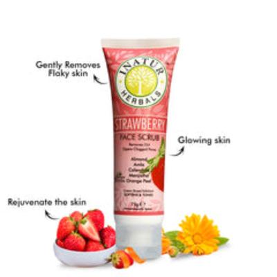 Inatur Strawberry Face Scrub 75 gm - Scrubs & Exfoliants