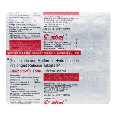 GLIMICORD M3 FORTE Tablet 15's - Diabetes-Ant