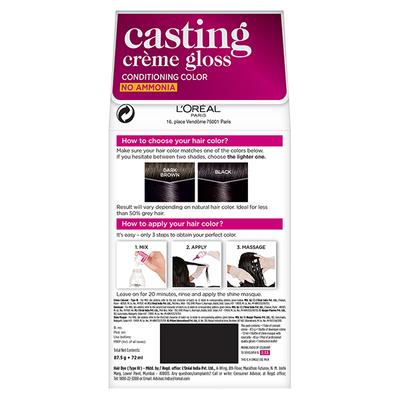 L'Oreal Paris Casting Creme Gloss Hair Color, Ebony Black 200 159.5 Gm - Crème