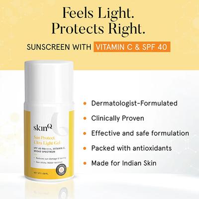 SkinQ Sun Protect Gel SPF40 with Vitamin C PA ++++ 50 ml - Face Sunscreen