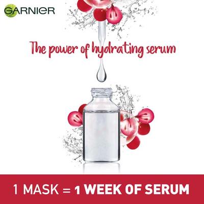 Garnier Skin Naturals, Ageless White, Face Serum Sheet Mask (Red) 28 gm - Sheet Masks