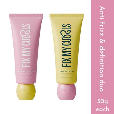 Fix My Curls Protein Styling Duo for Curly, Wavy, Dry and Frizzy Hair Enriched with Jojoba Oil and Sunflower Oil 50gm Each 4's - Hair Sets & Kits