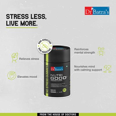 Dr Batras Nutrigood No Stress Gummies with Ashwagandha, Brahmi & Chamomile for Stress Relief - 60 Gummies 1's - Sexual Care