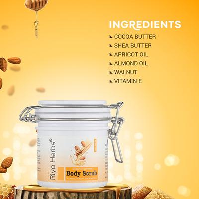 Riyo Herbs Advanced Nourishing Body Scrub with Almond Honey & Shea Butter 200 gm - Scrubs & Exfoliants