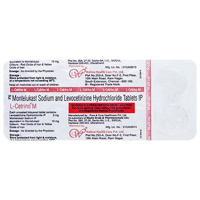 L CETRINO M Tablet 10's - Allergies-Ant